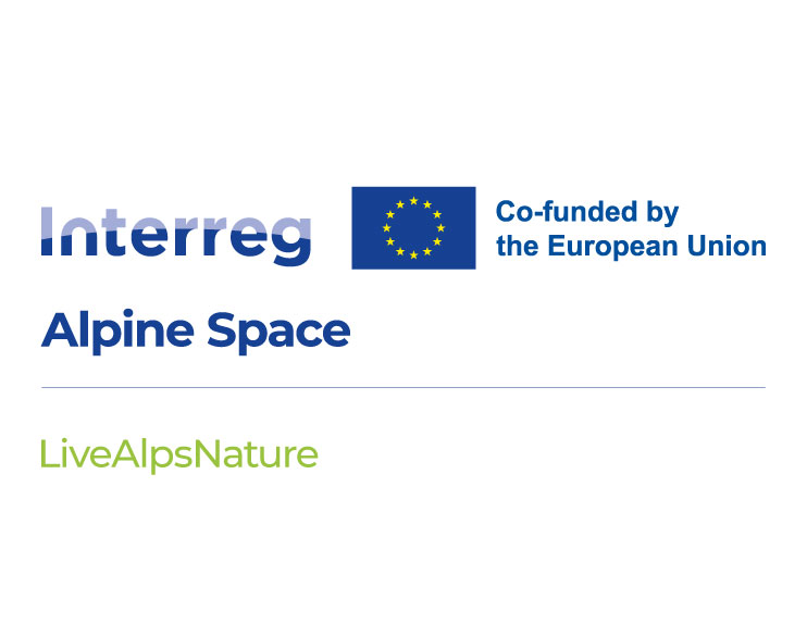 Das Bild zeigt das Logo von dem Projekt Interreg Alpine Space LiveAlpsNature