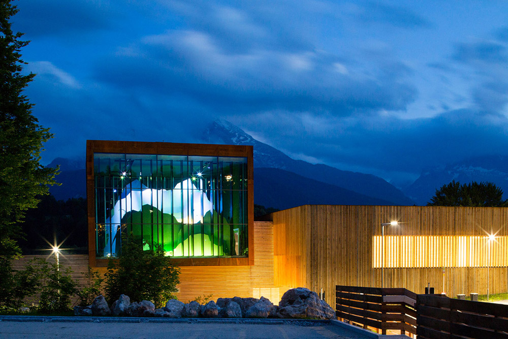 Exterior view night national park center house of mountains